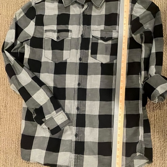 MARVEL COMIC UPCYCLED BLACK & GREY FLANNEL BUTTON SHIRT MEDIUM - Picture 6 of 9